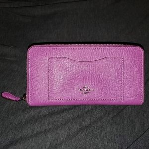 Coach Pink/Purple Accordion Zip Wallet
